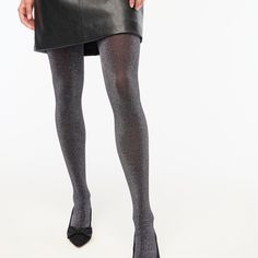 Add A Bit Of Pizzaz! 93% Nylon/7% Spandex. Machine Wash. Made In China. Item Bu527. Sparkly Tights, Made In China, Hosiery, Black Silver, J Crew, Tights, Socks, Women Accessories, Spandex