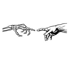 two hands reaching out to each other with one hand holding the other's hand