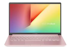 the asus vv book laptop is shown in pink