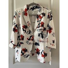 Beninos Medium 3/4 Sleeve Lightweight Jacket Floral Blazer Career Nwt $299. Armpit To Armpit 19.5 Waist 19 Shoulder To Hem 25 Chic Floral Print Outerwear For Office, Chic Floral Print Office Outerwear, Elegant White Outerwear With 3/4 Sleeves, Casual White Outerwear With 3/4 Sleeves, Casual White 3/4 Sleeve Outerwear, White Fitted Outerwear With 3/4 Sleeves, Chic White Outerwear With 3/4 Sleeves, White 3/4 Sleeve Outerwear For Winter, Velvet Blazer Women