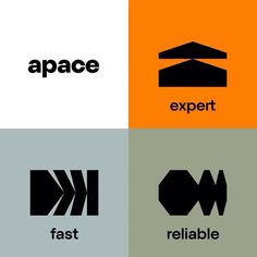 four different types of logos that appear to be in the same color and font scheme