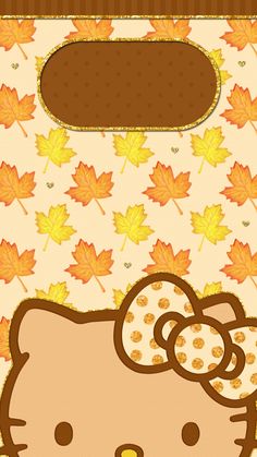 a hello kitty wallpaper with autumn leaves