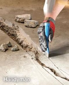 Fix the crack in your concrete garage or basement floor yourself by following these step-by-step directions. Garage Floor Resurfacing, Concrete Garages, Concrete Garage, Concrete Repair, Basement Floor, Concrete Driveways