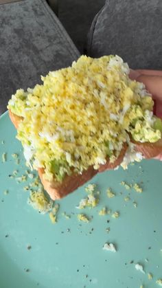 a person is holding up a sandwich with toppings on it and sprinkled