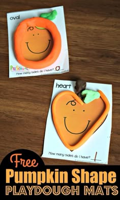 pumpkin shape playdough mats with free printables to make them look like they are