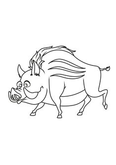 a black and white drawing of a boar