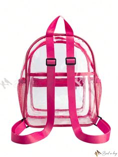 Bird in Bag - Premium Transparent PVC Backpack - Stylish See-Through College Bag with Padded Shoulder Straps - Ideal for Swimming and Outdoor Activities Pink School Backpack With Clear Strap, Pink Backpack With Clear Strap For Everyday Use, Clear Standard Backpack For Travel, Clear Standard Backpack For School, Student Bags With Clear Strap For Back To School, Back To School Bag With Clear Strap, Back To School Bags With Clear Strap For Students, Everyday Bags With Clear Strap For Back To School, Casual Standard Backpack With Clear Strap