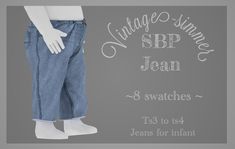 a mannequin wearing blue jeans and white socks with the words vintage summer jean on it