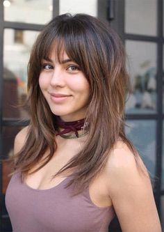 Long Shag Haircut, Bangs With Medium Hair, Shoulder Hair, Brunette Balayage Hair, Awesome Hair, Midlength Haircuts, Peinados Fáciles Para Cabello Corto, Shoulder Length Hair Cuts, Mid Length Hair