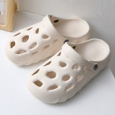 Platform Sandals Summer Women Slippers 6cm Wedges Sandals Outdoor Clogs Thick Street Beach Slide Flip Flops Garden Shoes White Round Toe Eva Clogs, White Eva Clogs With Round Toe, White Casual Eva Clogs, Summer Open Toe Non-slip Clogs, Summer Outdoor Clogs With Round Toe, Non-slip Open Toe Clogs For Beach, Open Toe Clogs For Outdoor Summer Use, Open Toe Clogs For Outdoor Summer Events, Summer Open Toe Clogs For Outdoor