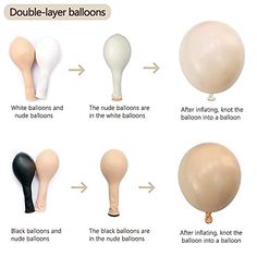 the different types of balloons are shown in this graphic above it is an illustration of how to make them look like they have been blown off