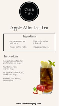 an apple mint ice tea recipe with ingredients