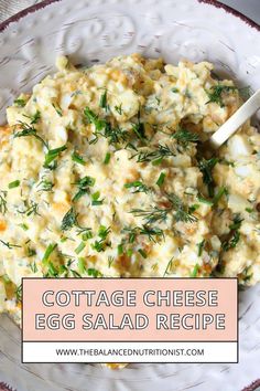 cottage cheese egg salad recipe on a white plate