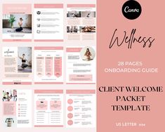 a pink and white flyer template for a yoga class