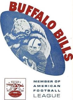 an advertisement for the buffalo bills, featuring a football player holding a bear in his arms