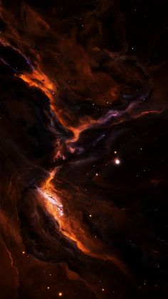 an orange and black space filled with stars