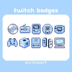 an old school pixel art style video game console set with the words,'switch badges '