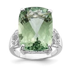 Dimensions: Main Stone Size: 18.00 x 13.00mm | Width:2mm0** Color: Silver. Gender: female. Age Group: adult. Silver Cushions, Quartz Colors, Fine Ring, Green Quartz, Green Gifts, Birthstone Ring, Diamond Gemstone, Type 1, Fashion Rings