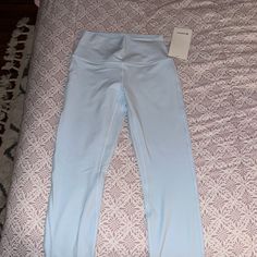 Size 6, 28 Inch Never Worn; Has Tags Light Blue Athleisure Bottoms For Gym, Light Blue Yoga Athleisure Bottoms, Light Blue High Stretch Athleisure Pants, Blue Athleisure Activewear Long Pants, High Stretch Light Blue Athleisure Pants, Blue High Rise Activewear For Sports, Light Blue Athleisure Pants For Gym, Sporty Light Blue High-waisted Activewear, Sporty Light Blue High Waist Activewear