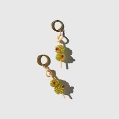 DIRTY OLIVE EARRINGS Olive Earrings, Spanish Queen, Dream Song, Golden Beets, Japanese Beads, Buy List, Single Earring, Fruit Basket, Gold Hoops