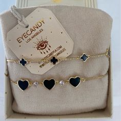 Arm Candy By Eye Candy Los Angeles Gold Heart & Clover Charm Set Bracelets Nib Bolo Ball Slider Adjustable Closure Clover Charm, Charm Set, Gold Heart, Arm Candy, Heart Of Gold, Womens Jewelry Bracelets, Eye Candy, Angeles, Women Jewelry