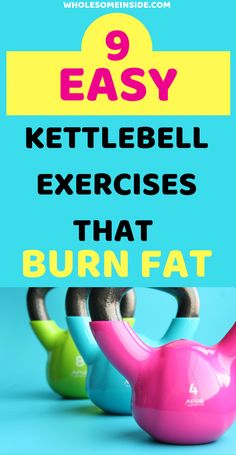 9 EASY KETTLEBELL EXERCISES FOR WEIGHT LOSS - Wholesome Inside #HowToLoseWeightFast Kettlebell Exercises, Kettlebell Training, Mental Training, Kettlebell Workout, Burn Fat, How To Slim Down, Kettlebell, Lose Belly Fat, Back Pain