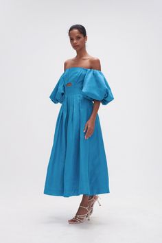 Eugenie Off Shoulder Midi Dress | Azure Blue | Aje – Aje World Aje Dress, Off Shoulder Midi Dress, Strapless Midi Dress, Azure Blue, Blue Midi Dress, Midi Length Dress, White Maxi Dresses, Floral Dress Black, S Models