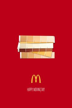 a mcdonald's happy moving day poster on a red background