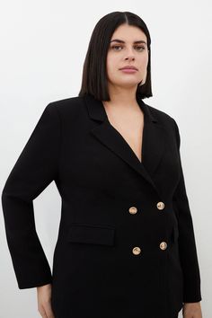 A Sculptural Rendition Of The Classic Blazer, This Piece Offers Endless Sophistication. Sharp Tailoring And Double-Breasted Buttons Create A Cinched Silhouette, While Classic Notched Lapels And Flap Pockets Add A Traditional Touch. Style This Blazer With Two Piece Setinating Tailored Pants For A Powerful Ensemble, Or Size Up For A Contemporary, Oversized Aesthetic.Golden Button Detailingdouble Breastedtailoredexpertly Designed For Those Size 18 And Above, Our Plus Size Clothing Collection Is Per Double Breasted Blazer Outfit Women, Oversized Aesthetic, Blazer Outfits For Women, Classic Blazer, Blazer Black, Breasted Blazer, Blazer Outfits, Tailored Pants, Double Breasted Blazer