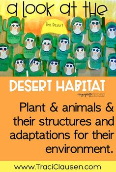 an advertisement for desert habitats and their surroundings