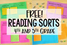 the free reading sorts for 4th and 5th grade students is shown with text overlay