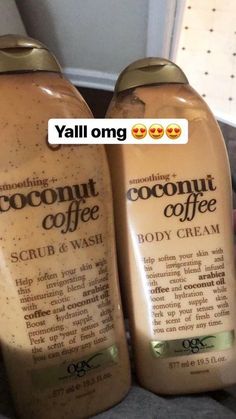 Smell Good Body Wash, Coconut Coffee Body Wash, How To Smell Like Coconut, Ogx Coconut Coffee, Coffee Body Wash, Alat Makeup, Coconut Coffee, Makijaż Smokey Eye, Coffee Scrub