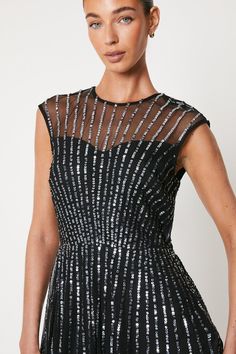 Liner Sequin Embellished Mesh Midi Dress Luxury Sequined Short Sleeve Midi Dress, Luxury Sequined Midi-length Dresses, Glamorous Luxury Sequin Midi Dress, Luxury Sequin Midi Dress For Night Out, Luxury Midi-length Sequin Dress For Women, Luxury Elegant Midi Dress With Contrast Sequin, Luxury Festive Evening Midi Dress, Luxury Contrast Sequin Midi Dress For Night Out, Luxury Sequined Floor-length Midi Dress