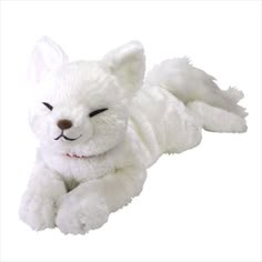 a white stuffed animal laying on its side