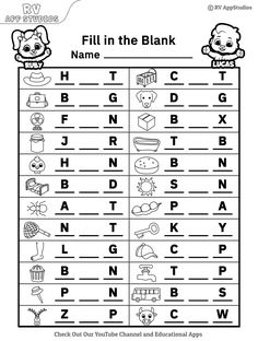 the fill in the blank worksheet for children to practice their handwriting and writing skills