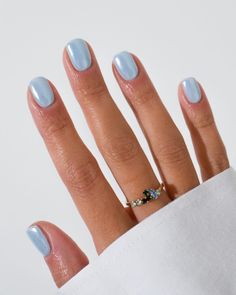 Dip Nails Pastel, Blue Jelly Nails Short, Nail Color Trends 2024, Short Nails Summer 2024, Short Nail Designs Summer 2024, Nail Trends Winter, Summery Nails, Casual Nails, Cute Gel Nails