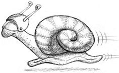 a drawing of a snail riding on its back