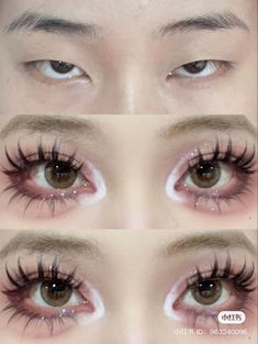 Douyin Doll Eye Makeup, Asian Big Eyes Makeup, Dough Eyes Makeup, Soft Doll Makeup, Douyin Makeup Without Contact Lens, Shinobu Makeup, Barbie Makeup Look Doll, Doujin Makeup Trend, Fem Makeup