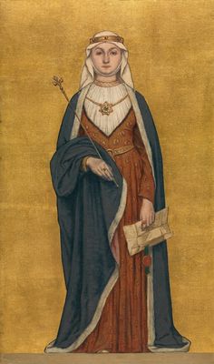 an old painting of a woman in medieval dress