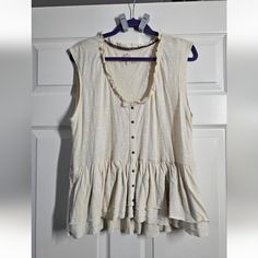 Anthropologie Pilcro Chrissy Babydoll Top Size: M Color: Sable (Cream/White) Nwt Ruffle Tier Lightweight Soft Fabric Tie Dye Blouse, Tie Waist Shirt, Plaid Tie, Grey Tweed, Bell Sleeve Blouse, Anthropologie Top, Babydoll Top, One Shoulder Tops, Lace Tank Top