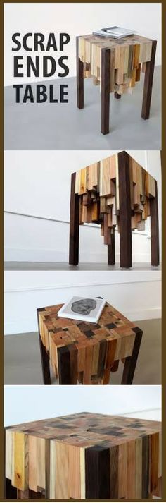 the table is made out of wood and has two different angles to make it look like an