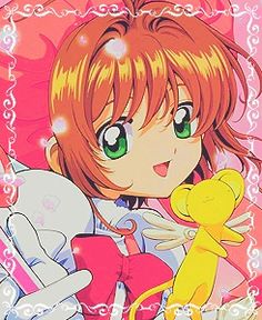 an anime character holding a teddy bear