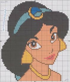 the cross stitch pattern for princess pocahon from disney's pocahon