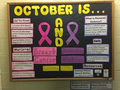 Breast Awareness Month Ideas, Student Nurses Association, Toddler Bulletin Boards, Stuco Ideas, Dig Pink, High School Bulletin Boards