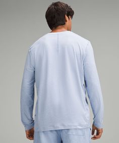 Softness Starts Here. This Lightweight Jersey Half Zip Has A Softly Brushed Interior That Makes Downtime Irresistible. Designed For Casual. Designed With Room In The Chest And At The Waist. Locker Loop For Easy Hanging. | Soft Jersey Long-Sleeve Shirt Lululemon Relaxed Fit Long Sleeve Tops, Lululemon Long Sleeve Relaxed Fit Tops, Lululemon Crew Neck Tops For Layering, Lululemon Long Sleeve Tops For Loungewear, Team Canada, School Team, Blue Willow, Half Zip, Shirt Outfit