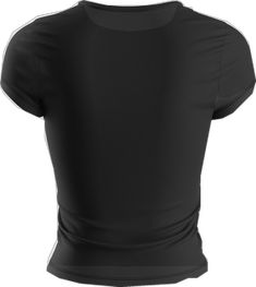 Fitted Black Jersey T-shirt, Fitted Jersey Tops For Streetwear, Black Fitted Crew Neck T-shirt, Fitted Black Jersey Top, Casual Black Jersey T-shirt, Black Jersey Crew Neck Top, Black Crew Neck Jersey Top, Sporty Black Fitted T-shirt, Black Fitted Sporty T-shirt