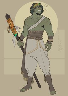 Orc Character Art, Filibuster Frog, Half-orc Male, Goblin Art