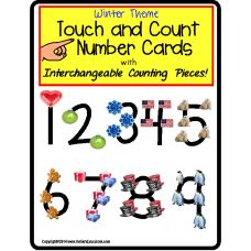 a sign that says touch and count number cards