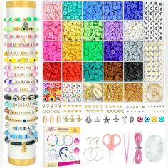 various types of beads and accessories are shown