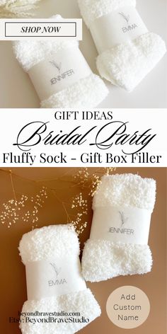 Looking for bridesmaid proposal gift ideas? Wrap your bridal party in warmth with these cozy fluffy socks! Perfect for a wedding day or bachelorette party, each pair adds a touch of elegance to the celebration. Shop now for unique bridal party gifts—whether for bridesmaids, the bride, or even men in your bridal party. These soft socks are a thoughtful way to say “thank you” to everyone on your special day! Bridesmaid Proposal Gift Ideas, Proposal Gift Ideas, Soft Socks, Fluffy Socks